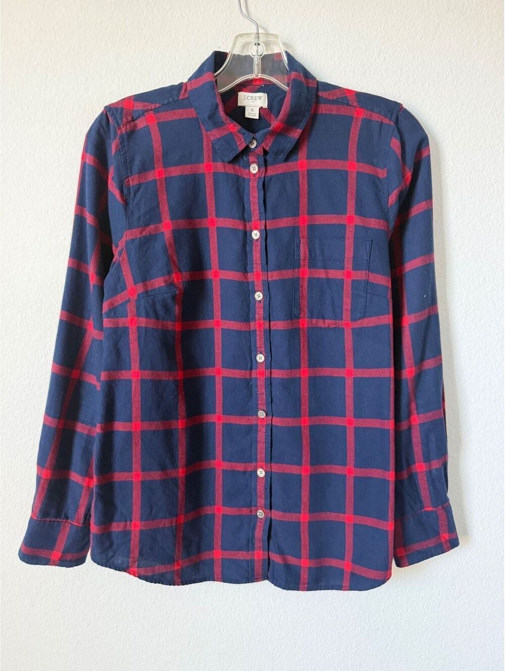 J. Crew 100% Cotton Blue/Red Plaid Long Sleeve Button Up Shirt Women's Size S